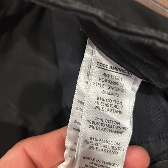 Good American good waist cropped black Jeans size 4 / 27 raw hem - Picture 5 of 11